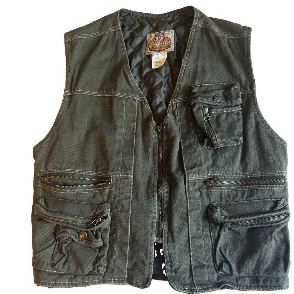 Vintage Outdoor Utility Vest Womens L Military Green Biker Fishing Hiking Camp